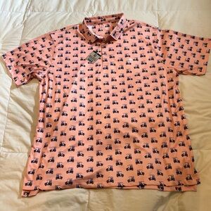 Elliott Collection- Encourse - Coral Orange Men's Golf Shirt Polo XL